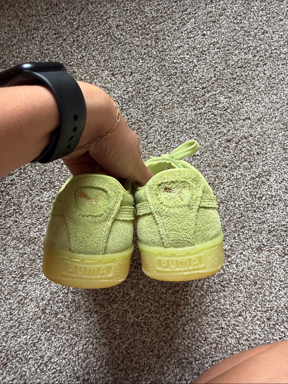 Puma Lime Green Suede Women's Sneakers - Picture 3 of 5